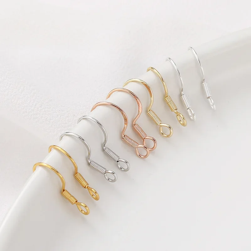 

30Pcs Copper Gold Plated Flat Ear Wire Hooks Glasps French Fish Hook w Spring Shepherd Hook For Diy Drop Earrings Jewelry Making