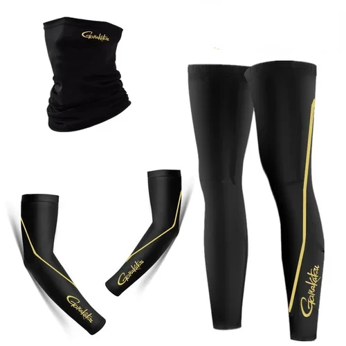 Ice Silk Sun Protection for Men, Fishing Magic Scarf, Leg Guard, Arm Sleeve, Cool Cycling Face Mask Set, Summer, New, 3Pcs Set