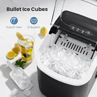 Countertop Ice Maker Machine, with Handle, 27lbs/24Hrs, 6Mins/9 Pcs ice Cubes, Countertop, Self-Cleaning with Ice Basket/Scoop 2
