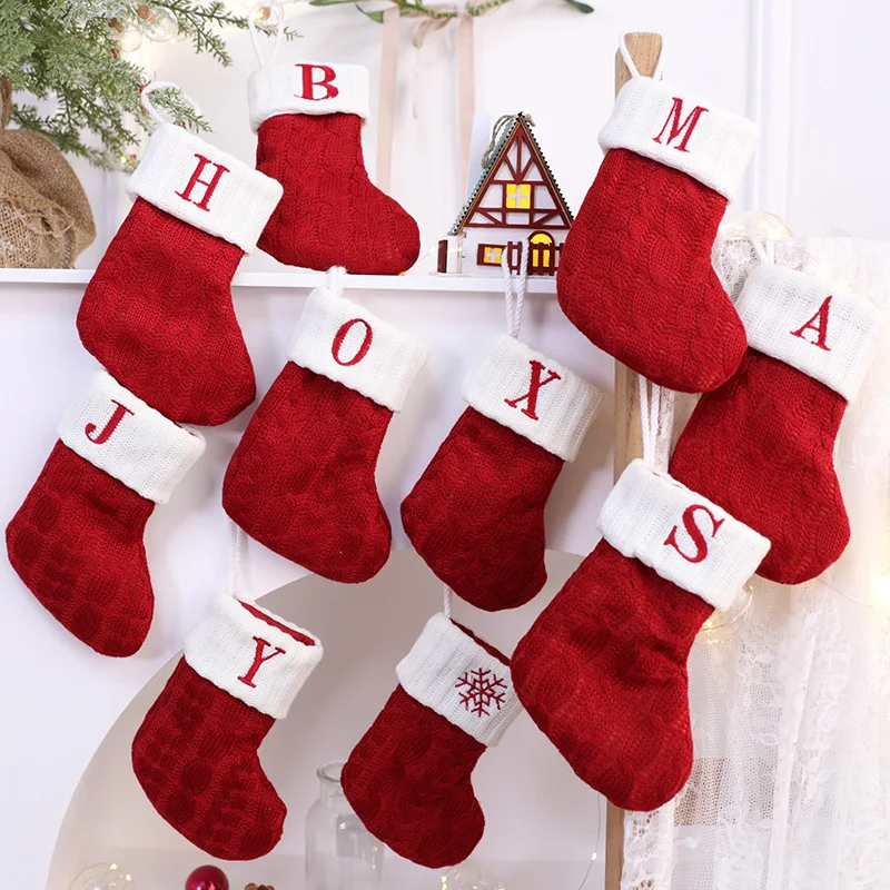 Christmas Stocking Letter Knitting Socks Christmas Tree Ornaments