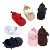 Girls Shoes Soft Soles Non-slip Beautiful Flowers Solid Color Fashion Toddler Infant Newborns Crib First Walkers Princess Shoes 1