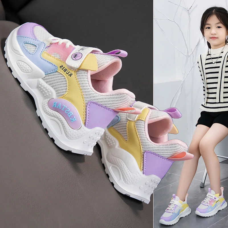 2024 kinder Turnschuhe Mädchen Schule Casual Outdoor Atmungsaktive Laufschuhe Licht Weiche Tenis Rosa Nicht-slip Kinder Schuhe_voghion.com