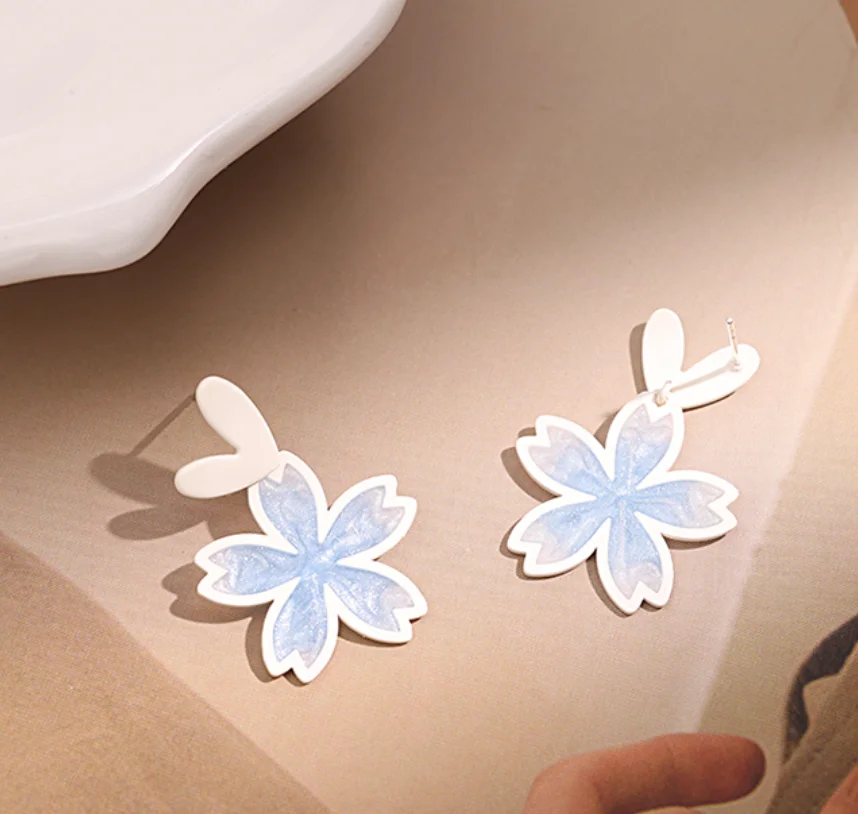 2022 new Simple candy color Cherry Blossom Earrings Flower S925 silver needle Earrings Fashion Jewelry