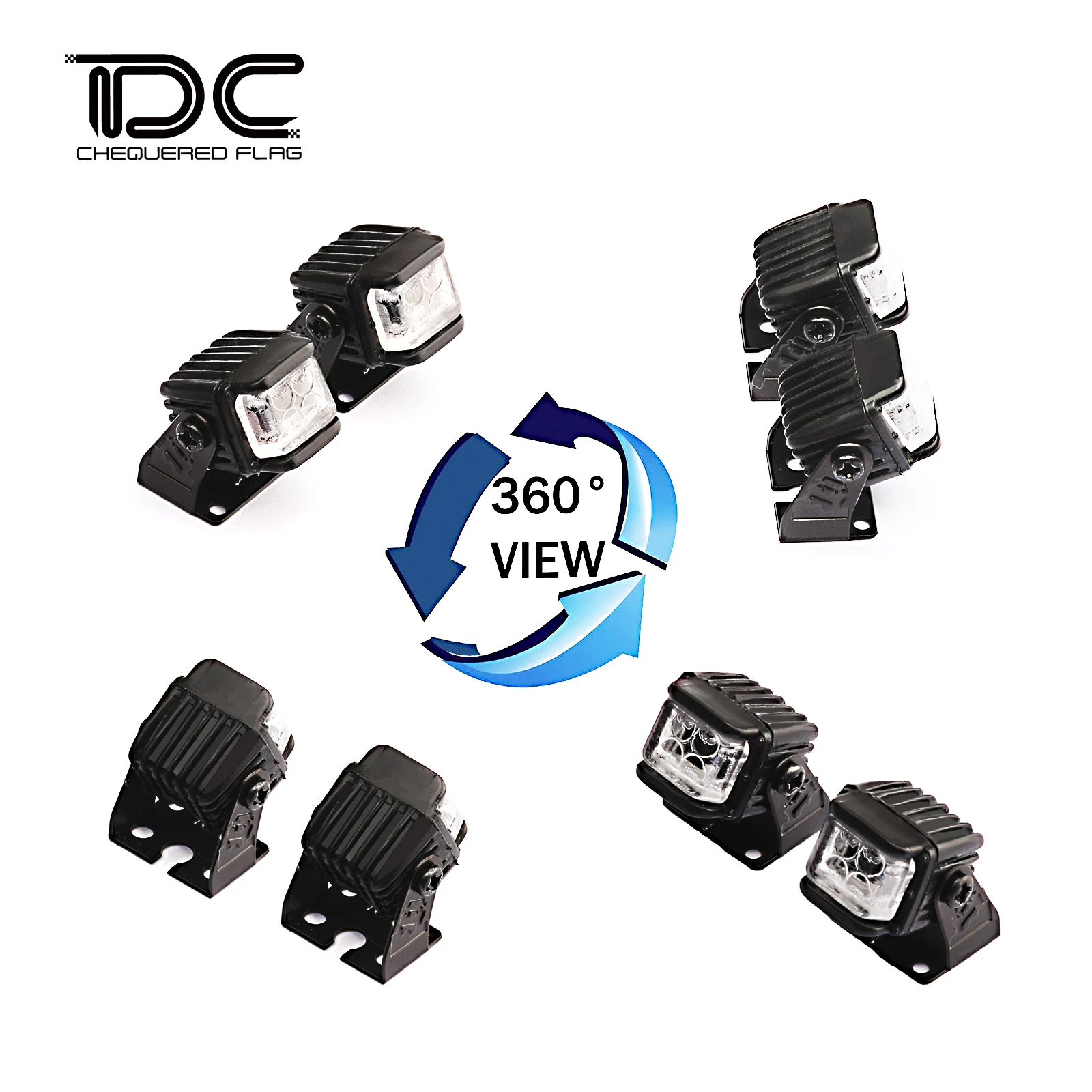 RC Car Light Kits Sidelight with Mount Holder LED Lamp Spotlight Set 1/10 1/12 Truck Rock Crawler Off-road