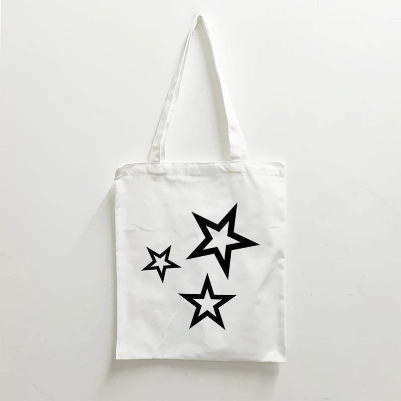 

Y2k Tote Bag Aesthetics Star Printing Street Bags Shopping Bag Cloth Bag Canvas Eco Bag Casual Hand Bags Shoulder Bags For Girls