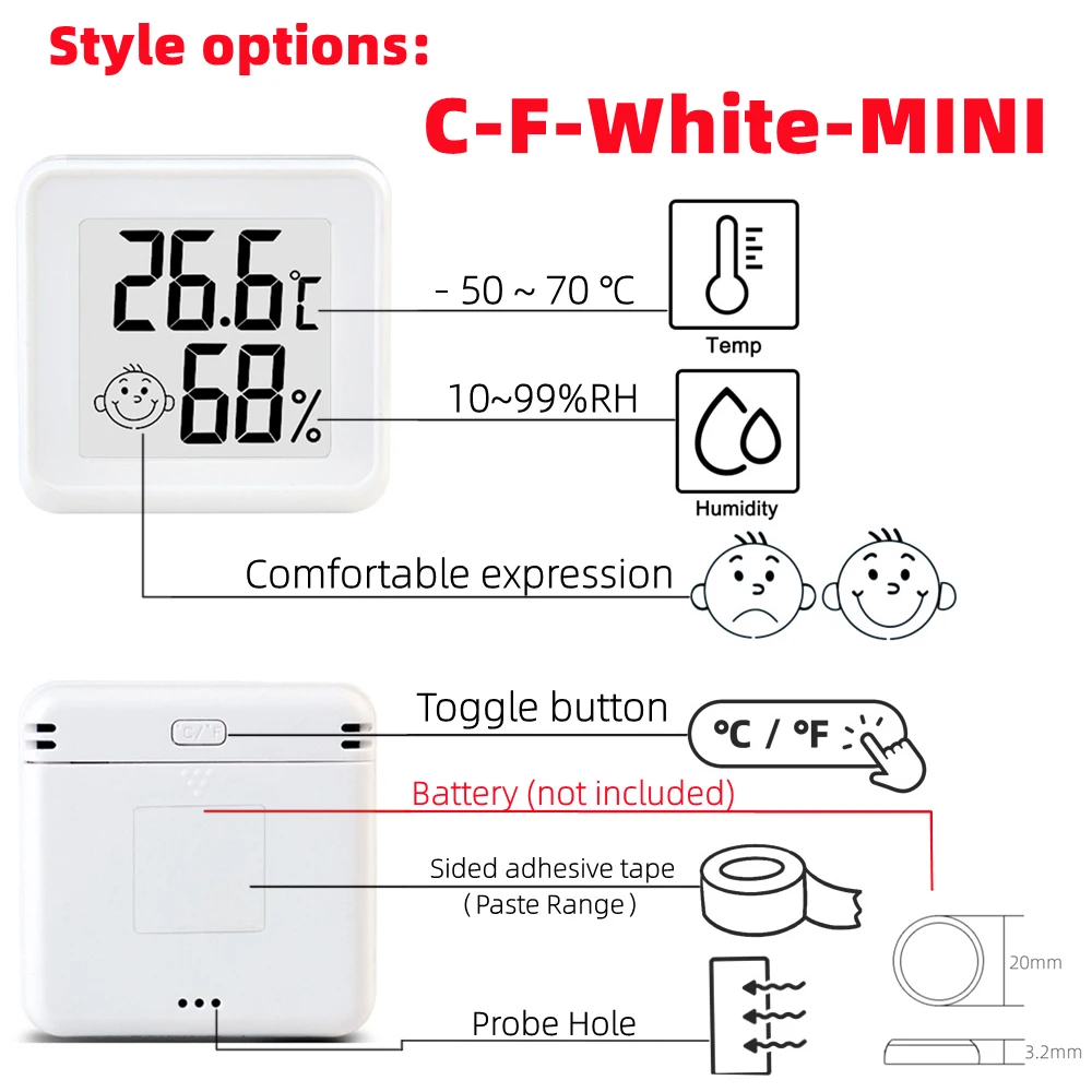 Thermometer Hygrometer LCD Digital Temperature Humidity Meter Sensor Gauge Indoor Room Weather Station