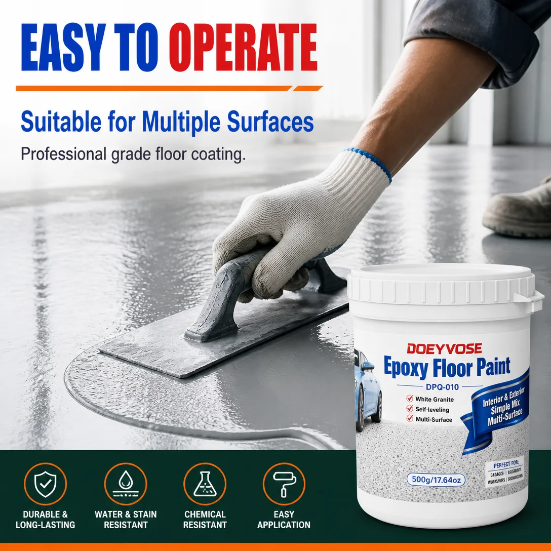 Self‑Leveling White Granite Epoxy Coating 500g Garage Warehouse Floor Paint