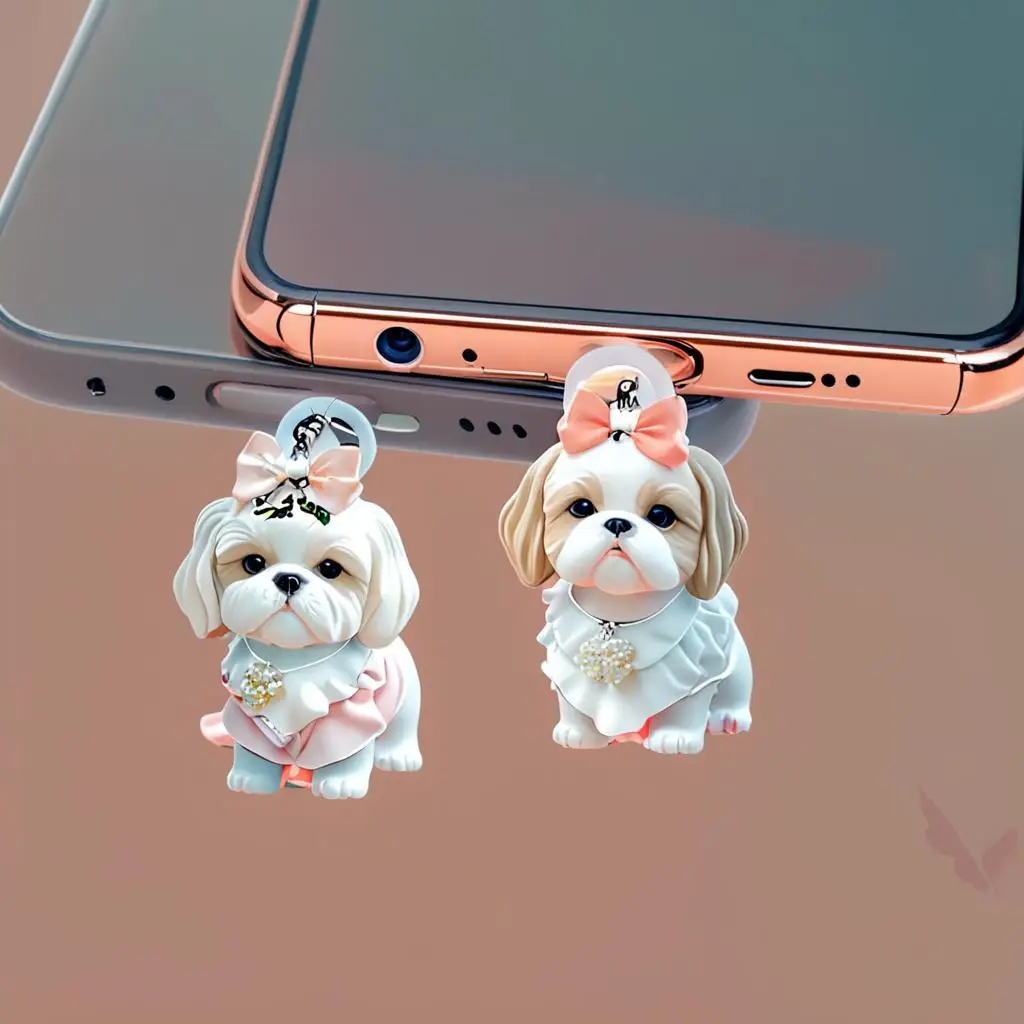 2D Flat Acrylic Pet Dog Dust Plug For Iphone Connector And Type-C Oval Connector Phone Dust Plug Pendant 1