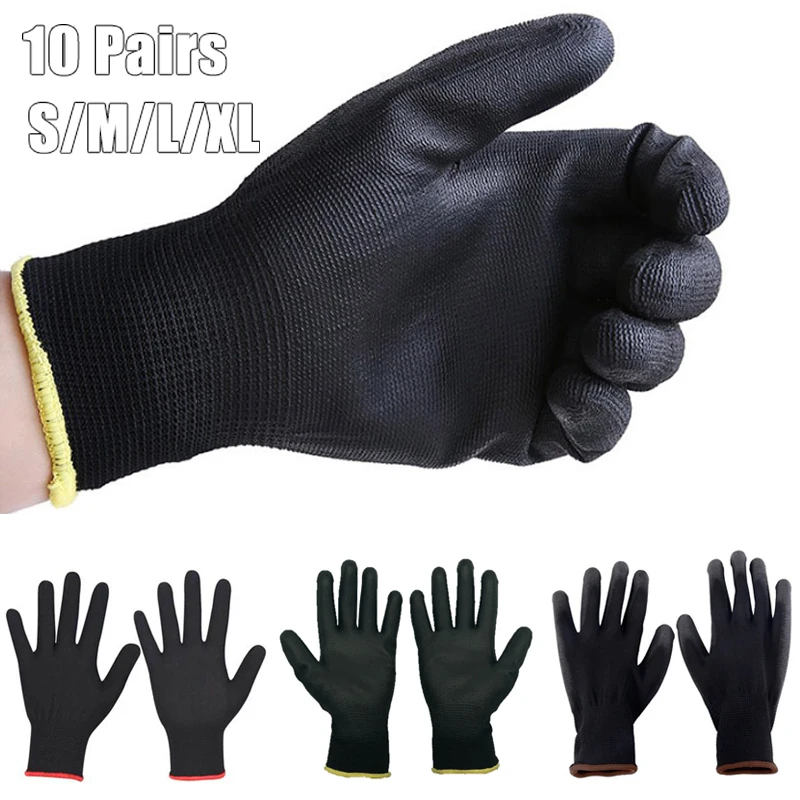 Nylon PU Work Gloves Safety Non Slip Durable Coating