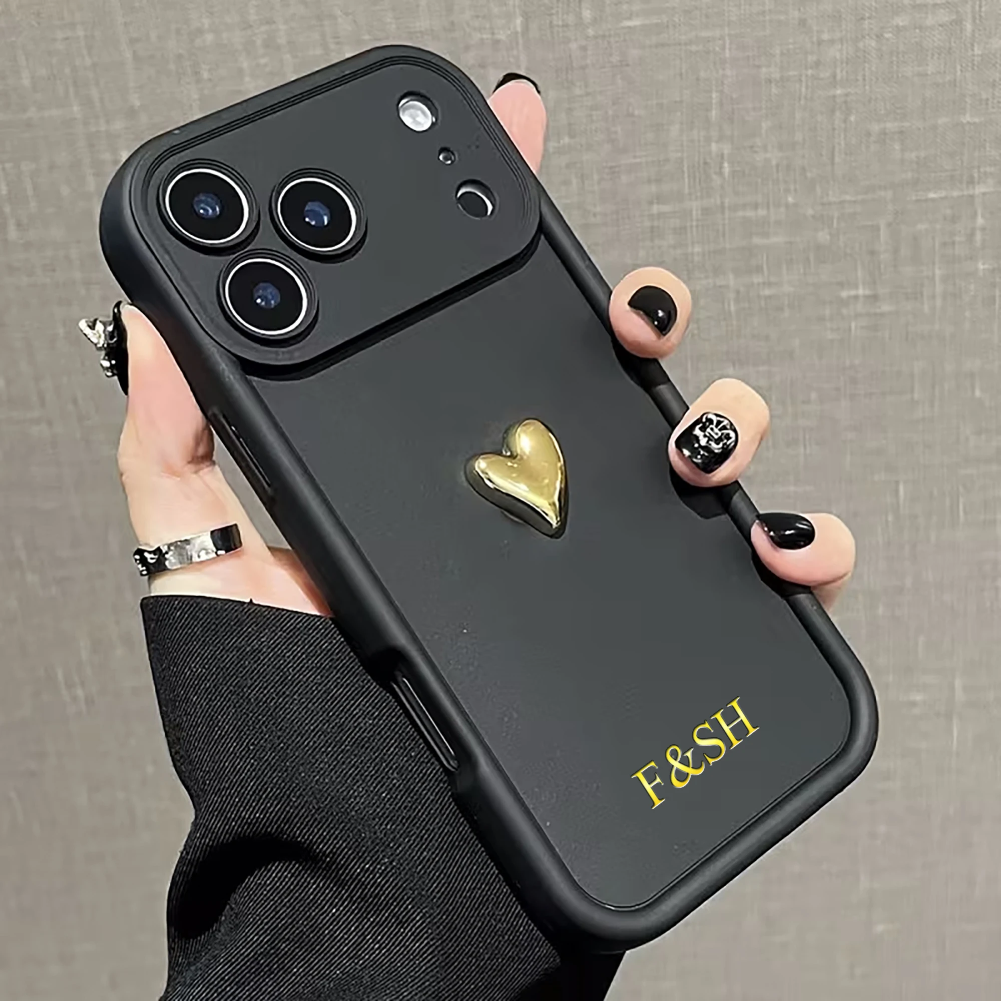 Custom Name TPU Hot Foil Stamping 3D Gold Love Heart thumbnail 2