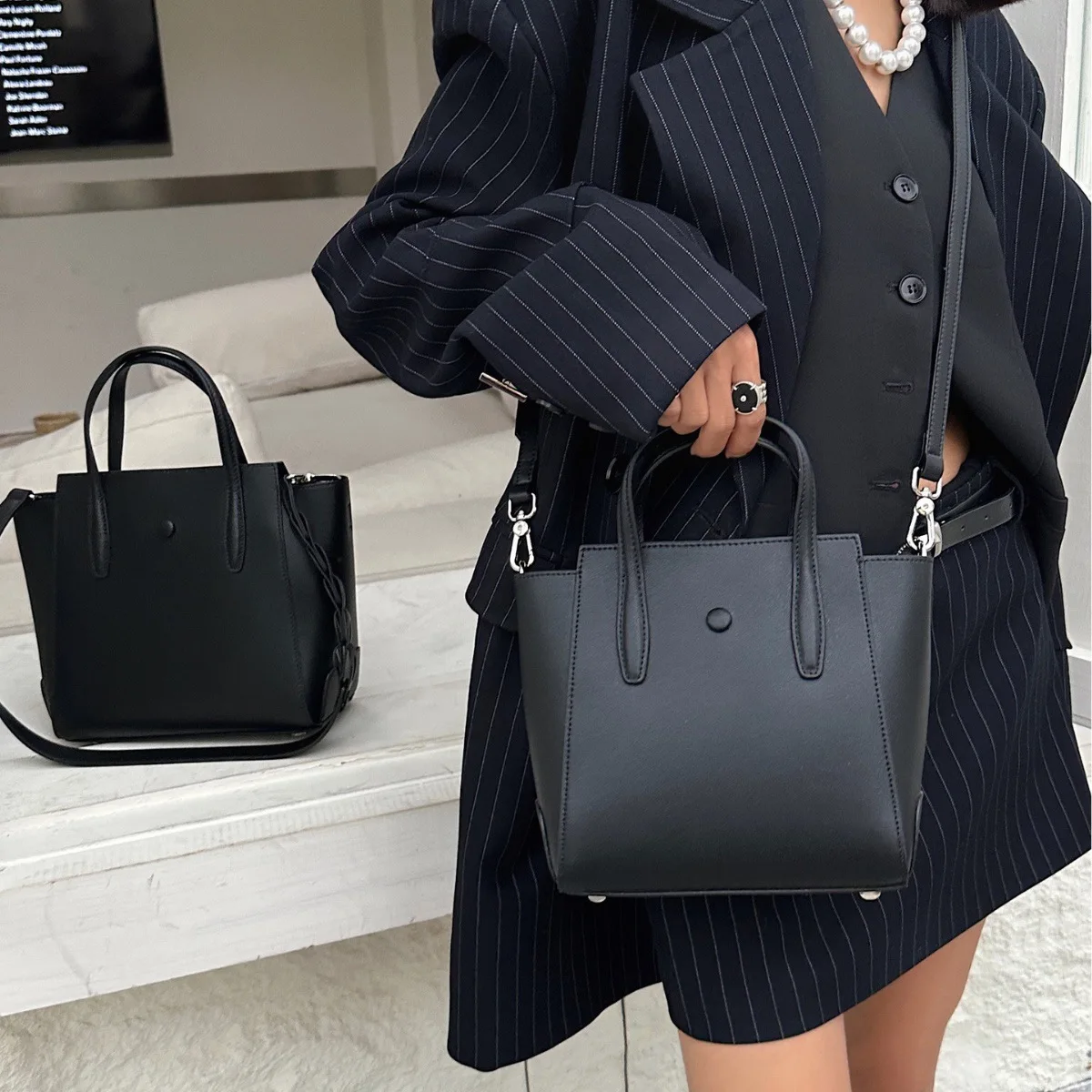 Leather Portable Single Shoulder Large Capacity Tote Crossbody Purses And Handbags