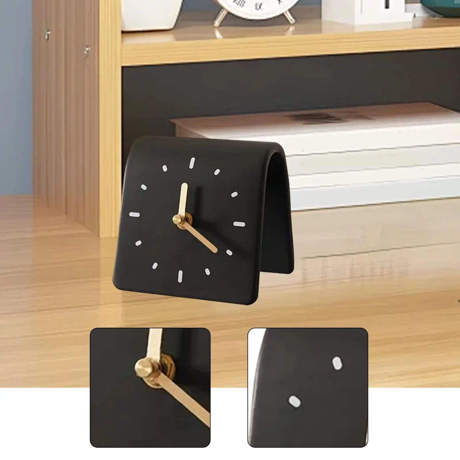 Desk Clock Modern Art Shelf Clock Decorative Silent Desktop Ornament for Desk Kids Room Office Countertop Housewarming Gift