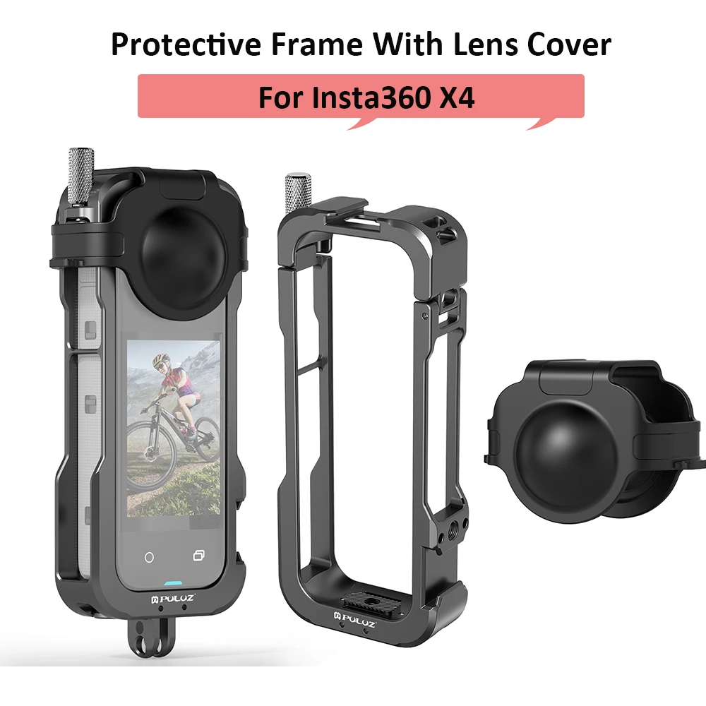 

Металлическая защитная рамка с крышкой для объектива для Insta360 X4 Противоударная Защитная клетка для кролика аксессуары для фотоаппарата