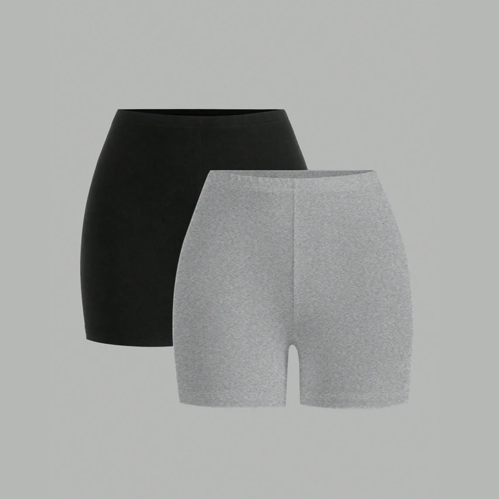2 pieces Solid Color Yoga Ultrashort Leggings Soft Women Gym Athletic Tight Spo…