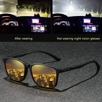 Occhiali da Notte Vintage Unisex Quadrati, Lenti Anti-Affaticamento Visivo, Anti-Riflesso, Anti-Reflective