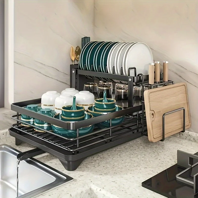Dish Drying Rack Kitchen Storage Rack Double Layer Detachable for Dishes Cups