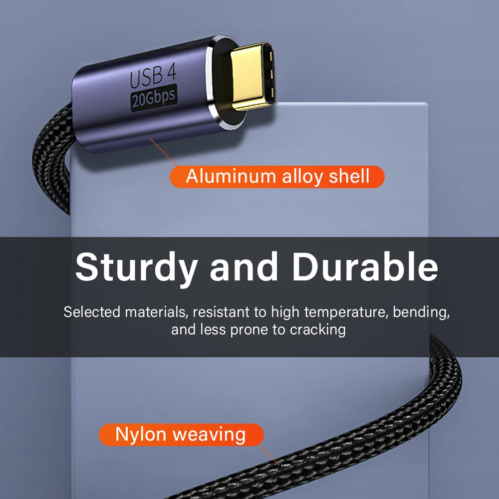 High-Speed USB 4 Type-C Cable – 20Gbps Data Transfer, 100W Charging, 8K Video Support