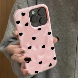 Chic Black Heart 3D Phone Case - Soft TPU Protective Cover - iPhone 15 Plus (FE - T1718)