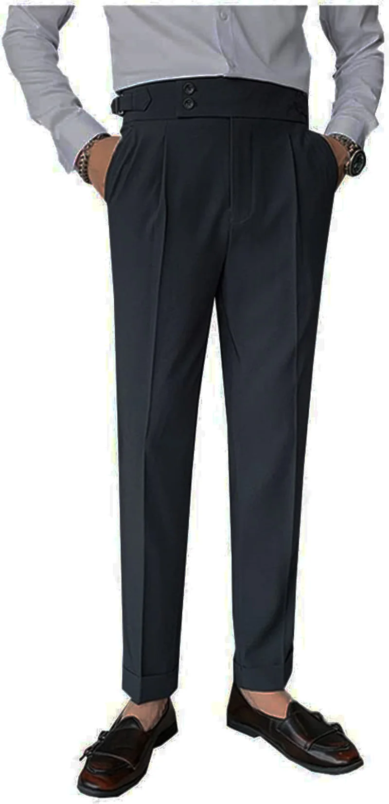 Fashion Design Grey/Navy Blue Men Suits Pants Trousers Man Formal Dinner Party Wear Slim Fit