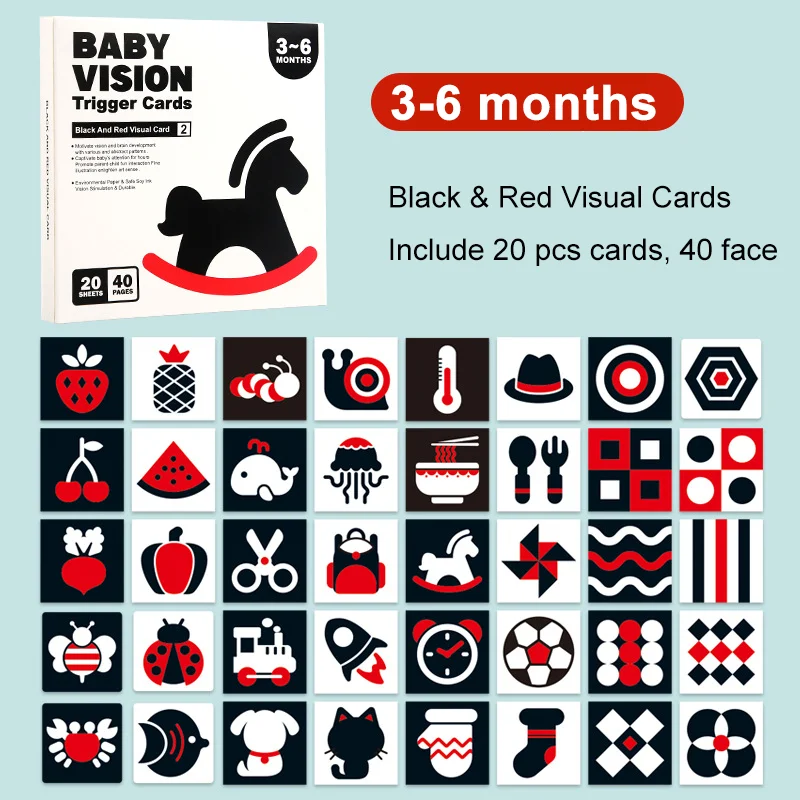 Baby Visual Stimulation Cards Montessori High Contrast Flash Card Infant Gift For Children Cognition Toy Best Sellers In Toys & Games