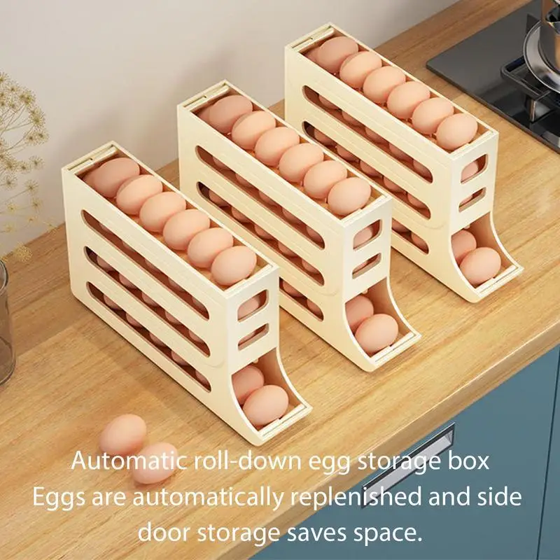 

Refrigerator Egg Rack Refrigerator Egg Storage Box 4 Tier Rolling Egg Holder Dispenser Large Capacity Dedicated Egg Carton