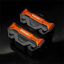 VULCANS Motorcycle Crash Bar Bumper Engine Guard with Decorative Block (Orange)