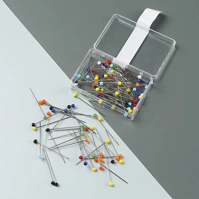 100개 유리 볼 헤드 바느질 핀 바느질 바늘 자수 바늘 인형용 바늘