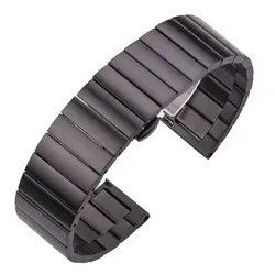 Elegant Solid Stainless Steel Sports Watch Strap in Silver and Black with Easy Quick Release Adjustment - 18mm (Black)