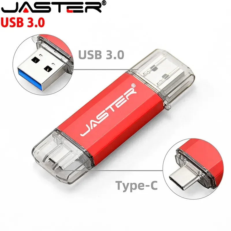 JASTER OTG Typ-C Pen Drive 64GB 32GB USB 3,0 Flash Drive High speed Memory stick Für typ-C telefon/Laptop Business geschenk U disk