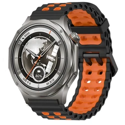 Breathable 22mm Ocean Silicone Watch Band Strap - Versatile and Stylish Accessory - Garmin 570 47mm (Black orange)