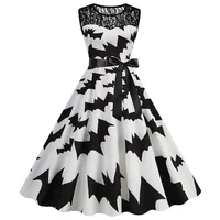 Women Halloween Costume Dress Sleeveless Lace Vintage Cosplay Carnival Fancy Party Dresses