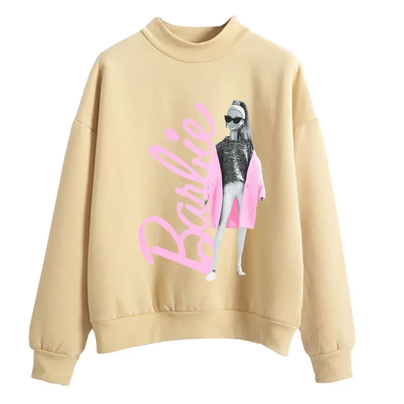 

Женский свитшот с аниме-героями мультфильмов Барби Новинка весна-осень Стиль Ленивый корейский стиль Милая безпальцевая куртка со средним воротником Топ с 3D принтом