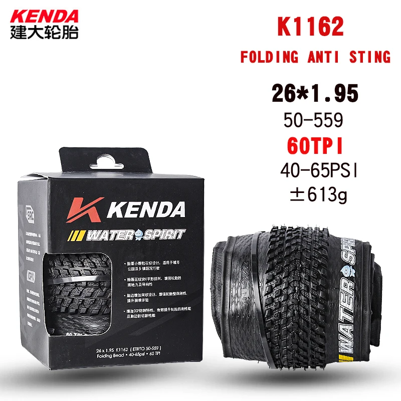 KENDA-Folding Mountain Bike Tire, Bicycle Outer Tire, Anti Puncture, MTB Accessories, K1162, 26 in, 27.5*1.95, 60TPI