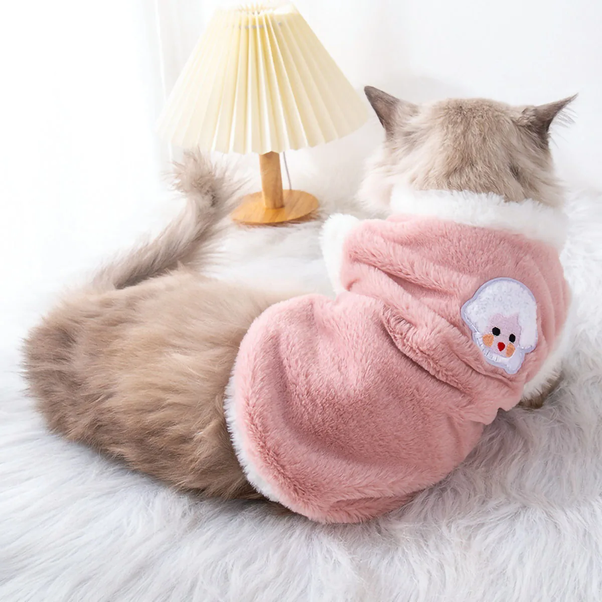 1pc-Pet autumn and winter warm thick vest with cute lamb embroidery pattern