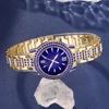 6PCS/Set Women's Blue Alloy Watch Strap Fashionable Rhinestone Quartz Watch Necklace Earrings Jewelry Set 2