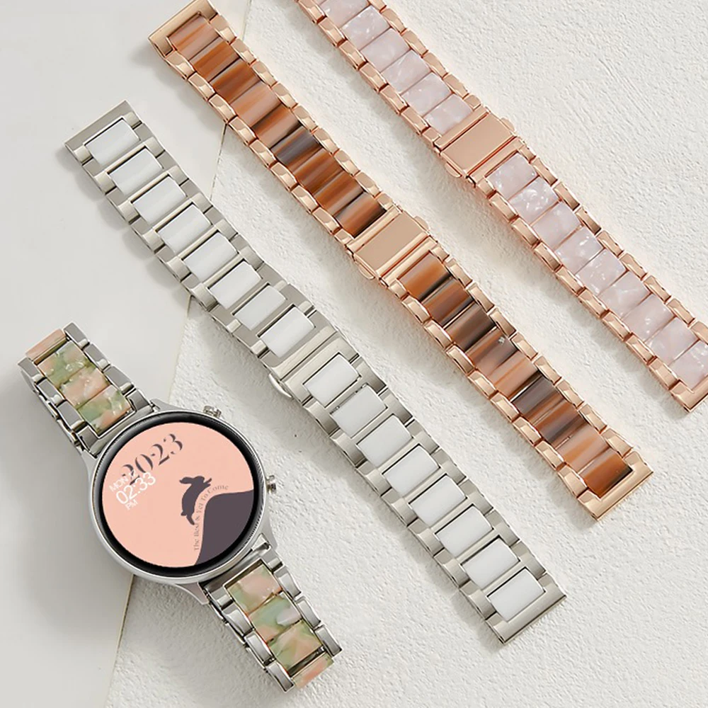 

Luxury Resin Strap for Huawei GT3 Pro 43 46mm Metal Band for Samsung Galaxy Watch 5 pro 45mm Bracelet for Watch4 Classic 44 42mm
