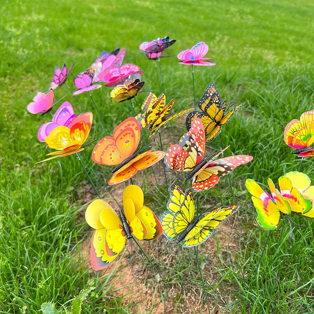10Db Pillangók Kerti Udvar Ültetvényes Színes Szeszélyes Pillangó Tétek Dekoráció Otthon Kültéri Virág Edények Dekoratív Ellátás - Image 6