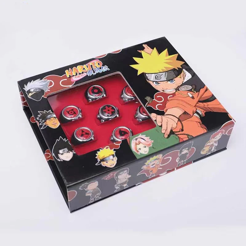 Kit 10 Anel Naruto Akatsuki Itachi Sasuke Caixa em Promoção é no