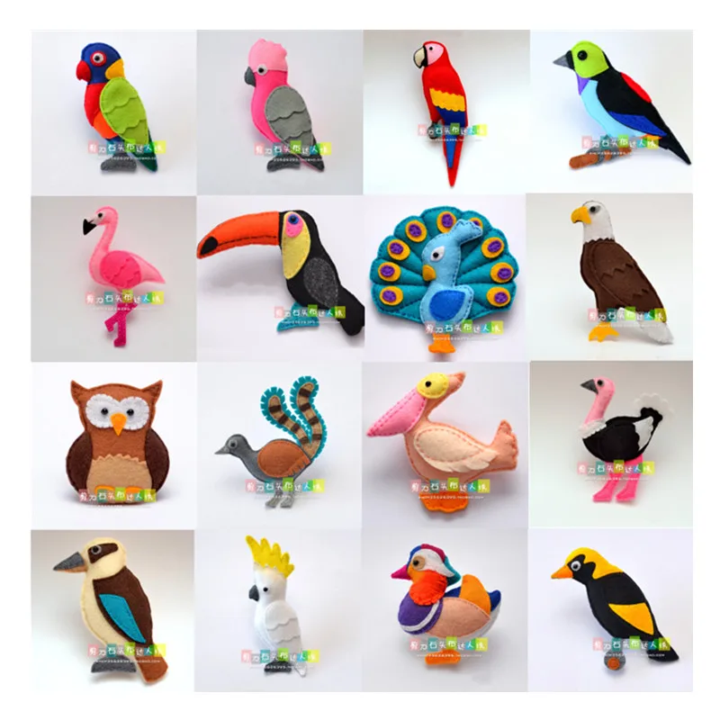 DIY forest birds and parrots. Fabric Felt kit Non-woven cloth Craft DIY Sewing set Handwork Material needlework JDSTB