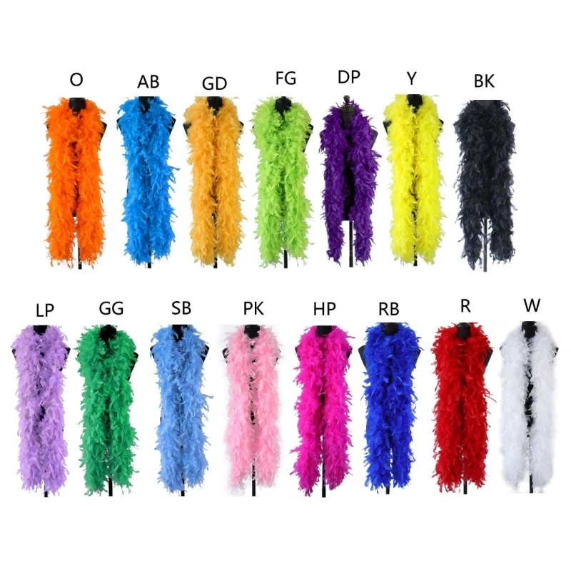 Thicken Plush Turkey Feather Boa Soft Full Feather Trim Stripe for Wedding Party Costume Stage Dancing Diy Decorations