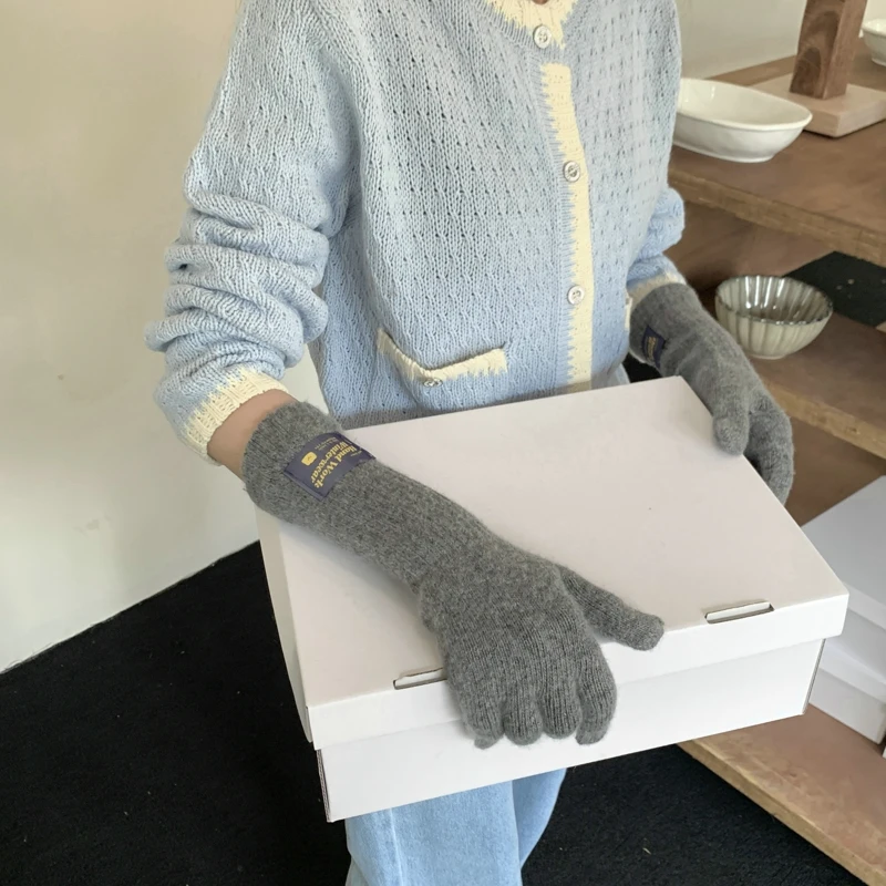 Fashion Solid Color Touch Screen Knitted Gloves Women Winter Gloves Warm Gloves Solid Work Gloves Mittens For Women