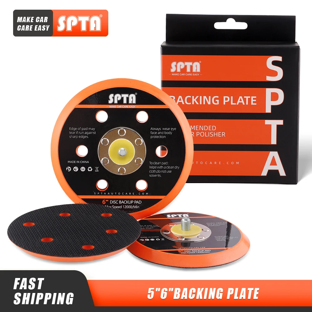 SPTA 5"(125mm) 6"(150mm) Backer Backing Plate Pad Hook Loop for Air Sander Dual Action Car Polisher