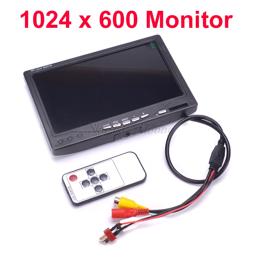 NEW 7 inch LCD TFT 1024 x 600 Monitor with T plug Screen FPV Monitor Photography Ground Station For RC Parts QAV-R 220mm QAV-X