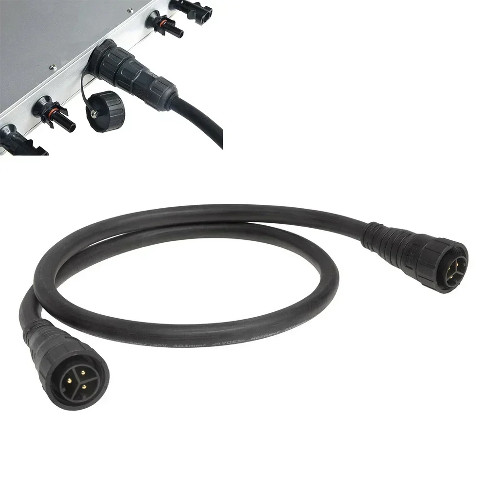 Durable 2M Waterproof Power Cable Connector Extension Cord - Black