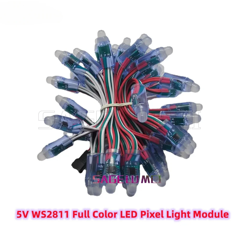 50/100pcs DC5V RGB WS2811 Led Pixel Module 12mm Digital Independently Addressable Full Color String Light Waterproof IP65
