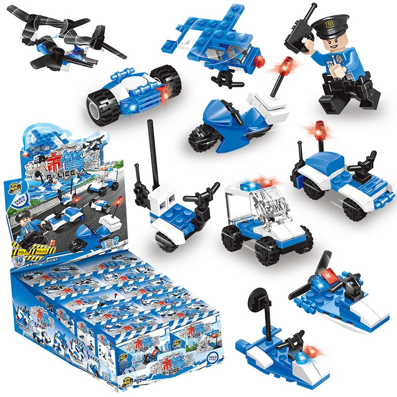 

Police Rescue Team Ocean Life Building Block Girls Mini Castle Animal Blocks Engineering Vehicle Assemble Toys 10 Boxes Set Gift