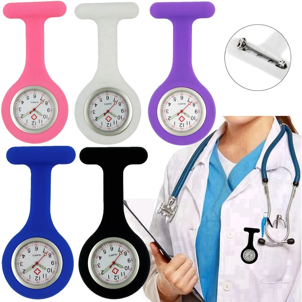 Pocket Watch Fashion Classic Women Doctor Nurse Silicone Rubber FOB Hospital Medical Brooch Pins Clock Gift