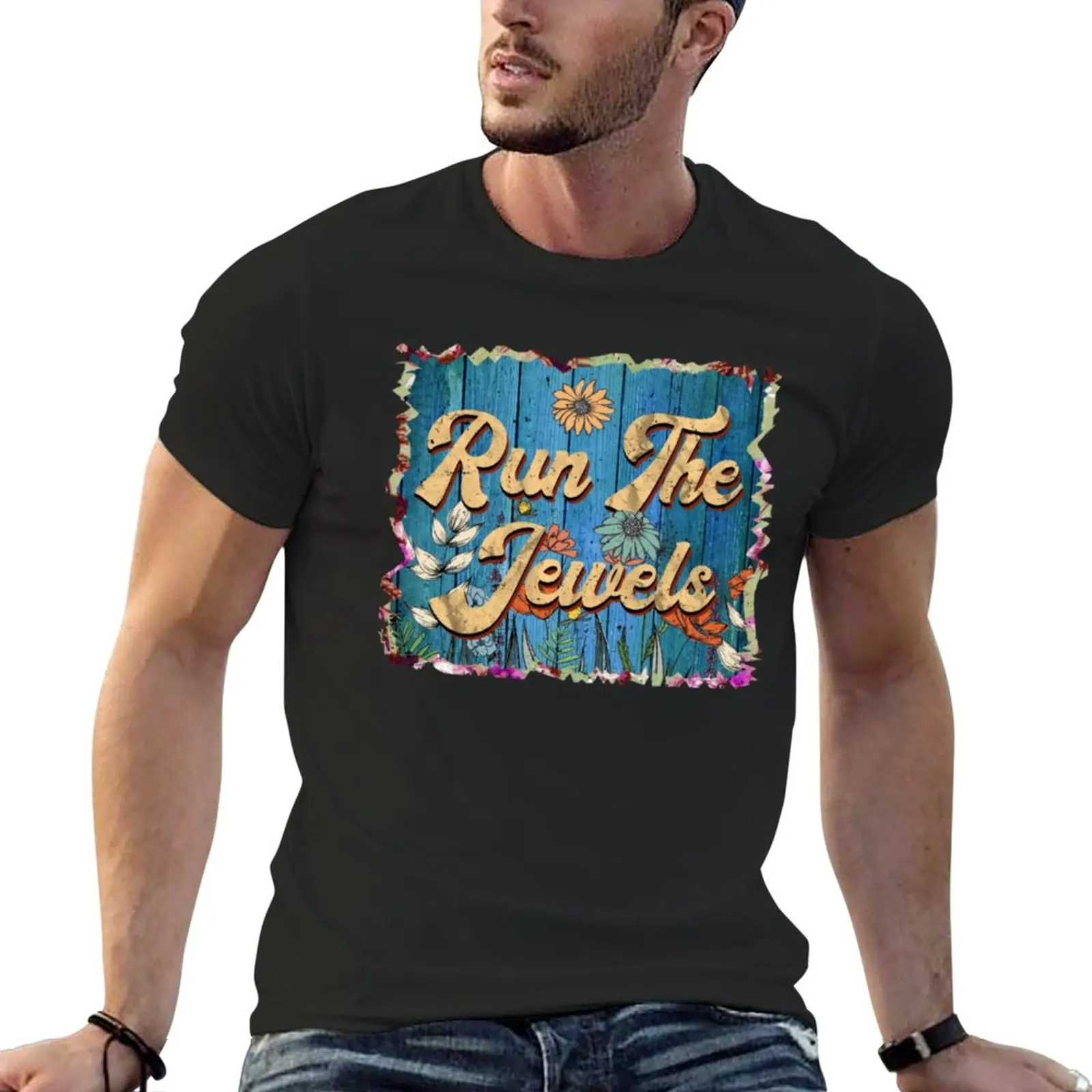 

New Vintage Run Name Flowers The Jewels Limited Edition Styles26 T-Shirt Oversized t-shirt plain black t shirts men