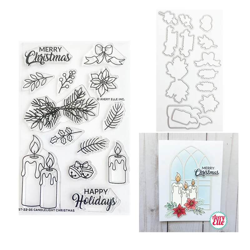 

Candlelight Christmas New August 2022 Cutting Dies for Paper Making Clear Stamps Scrapbooking Embossing Frame Card