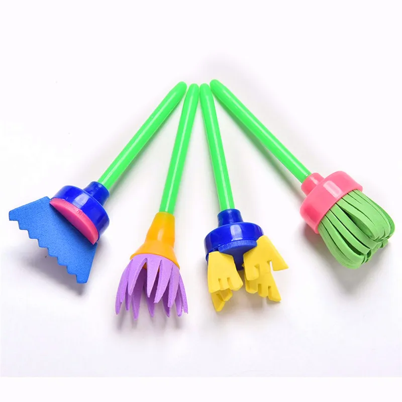 Kids Paint Sponges Round Foam Brush Set Paint Sponge Brush Wooden Handle  Foam Brush Sponge Painting Tool for Kids Painting Craft